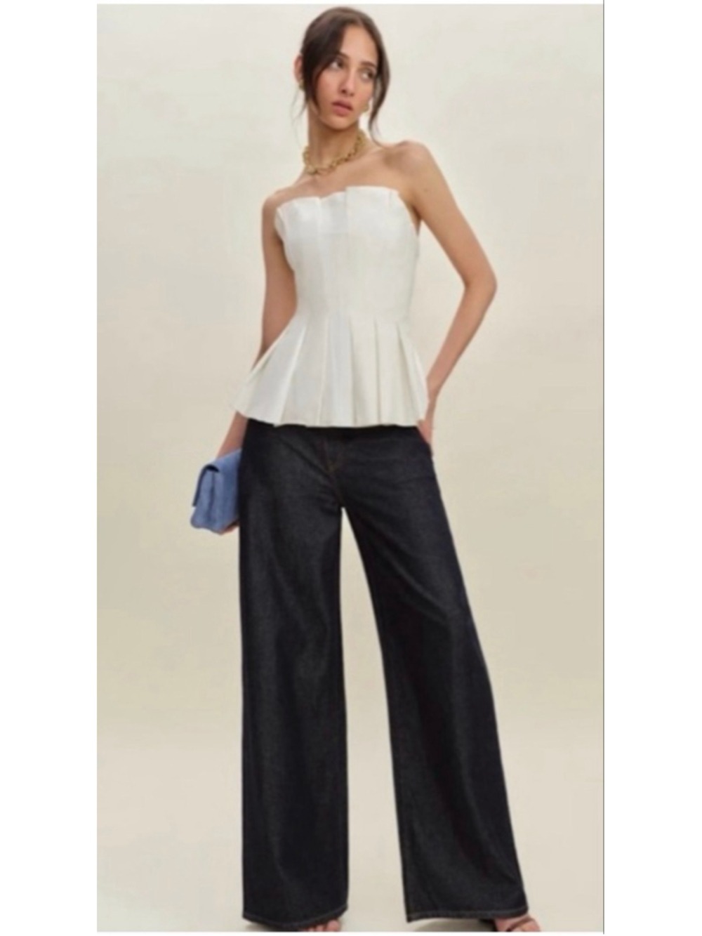 NWT Reformation Ashlyn White Strapless Peplum Blouse 6 - Picture 3 of 4